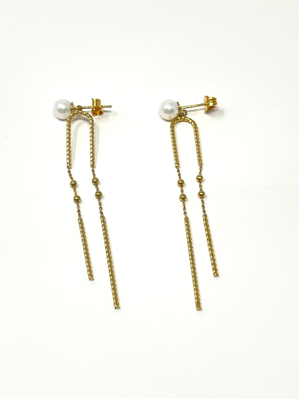 New Anthropologie Pearl Gold Dangle Earrings